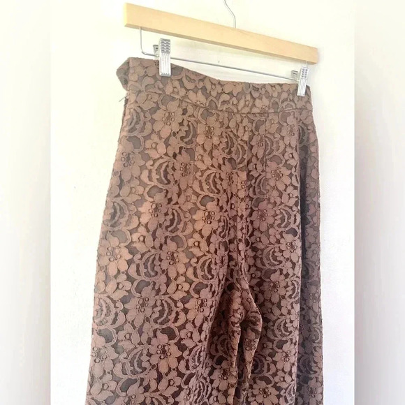 Moschino Cheap and Chic Brown Lace High Waisted Pants Made in Italy Size 10 - Picture 8 of 12
